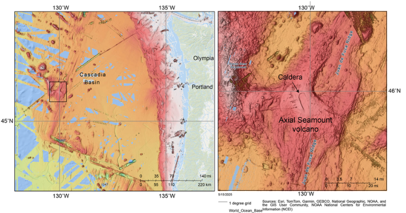 maps to show underwater ridge 